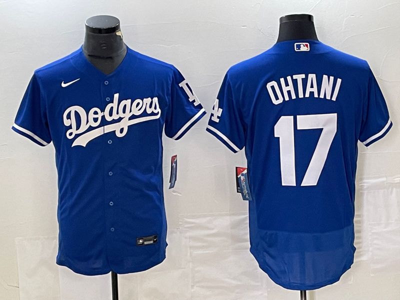 Men Los Angeles Dodgers 17 Ohtani Blue Nike Elite MLB Jersey style 1